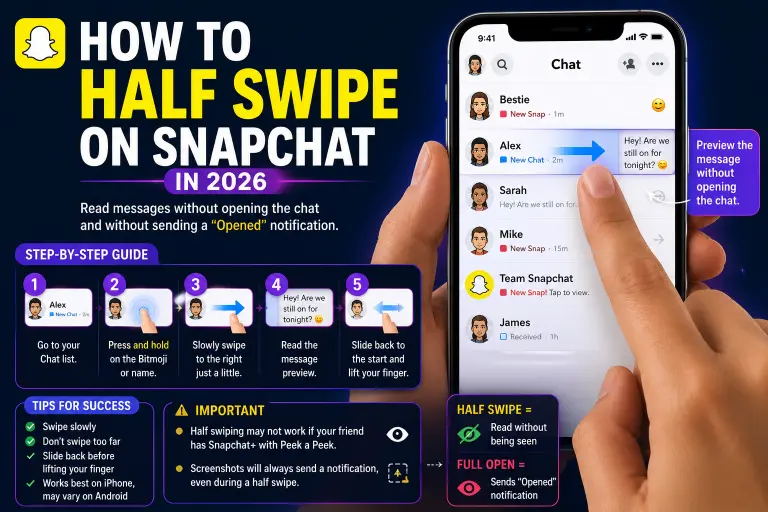 How to do half swipe on snapchat.